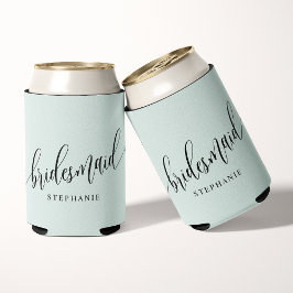 Pastel Mint Green Bridesmaid Modern Script Blikjeskoeler