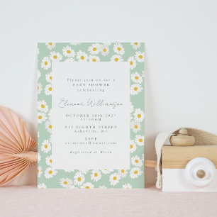 Pastel Mint Green Daisy Flower Cute Baby shower Kaart