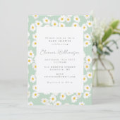 Pastel Mint Green Daisy Flower Cute Baby shower Kaart (Staand voorkant)