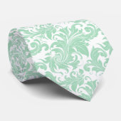 Pastel Mint-Green Floral Damaskers Stropdas (Opgerold)