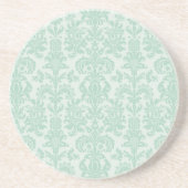 Pastel Mint Green Floral Damaskers Zandsteen Onderzetter (Voorkant)