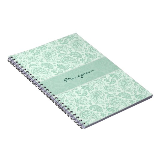 Pastel Mint Green  Floral Paisley Pattern Notitieboek (Rechterzijde)