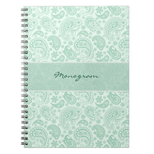 Pastel Mint Green Floral Paisley Pattern Notitieboek