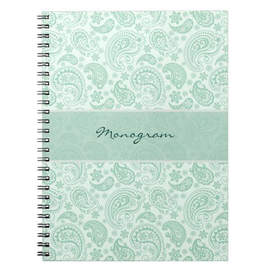 Pastel Mint Green  Floral Paisley Pattern Notitieboek (Voorkant)