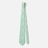 Pastel Mint Green Floral Swirls Oranmet Stropdas (Voorkant)