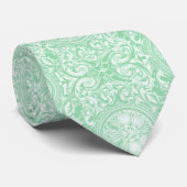 Pastel Mint Green Floral Swirls Oranmet Stropdas (Opgerold)