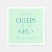 Pastel Mint Green Gepersonaliseerde Cheers Afstude Servet (Voorkant)