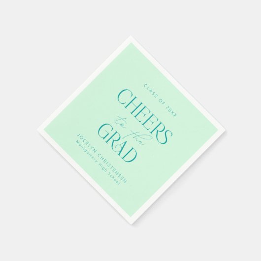 Pastel Mint Green Gepersonaliseerde Cheers Afstude Servet (Hoek)