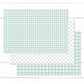  Pastel Mint Green Gingham Check Polka Dots Inpakpapier Vel