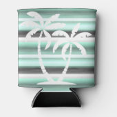 Pastel Mint Green Grey Waterverf Stripes Patroon Blikjeskoeler (Voorkant)