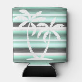 Pastel Mint Green Grey Waterverf Stripes Patroon Blikjeskoeler (Achterkant)
