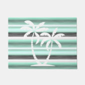 Pastel Mint Green Grey Waterverf Stripes Patroon Deurmat (Voorkant)