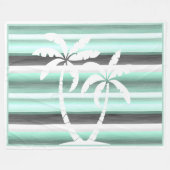 Pastel Mint Green Grey Waterverf Stripes Patroon Fleece Deken (Voorkant (Horizontaal))