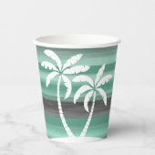 Pastel Mint Green Grey Waterverf Stripes Patroon Papieren Bekers (Voorkant)