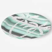 Pastel Mint Green Grey Waterverf Stripes Patroon Papieren Bordje (Gekanteld)