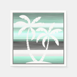 Pastel Mint Green Grey Waterverf Stripes Patroon Servetten