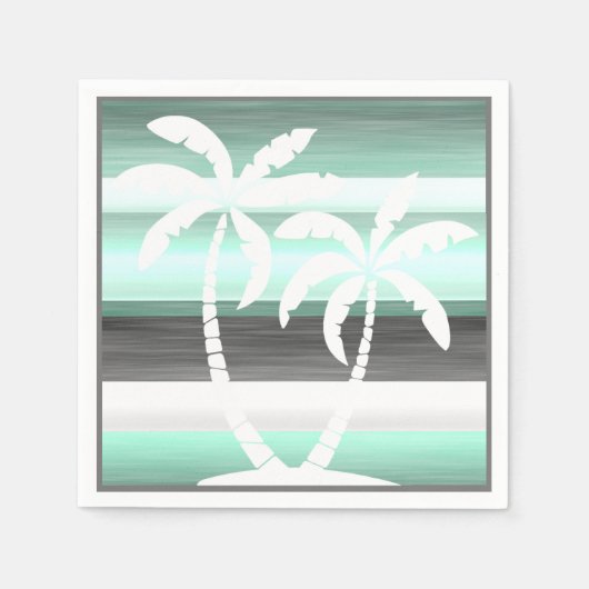 Pastel Mint Green Grey Waterverf Stripes Patroon Servetten (Voorkant)