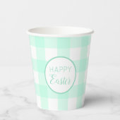Pastel Mint Green Happy Paast Patroon Papieren Bekers (Achterkant)