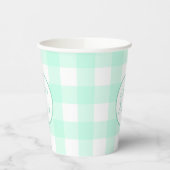 Pastel Mint Green Happy Paast Patroon Papieren Bekers (Links)