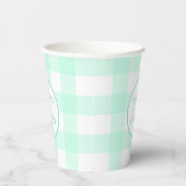 Pastel Mint Green Happy Paast Patroon Papieren Bekers (Rechts)