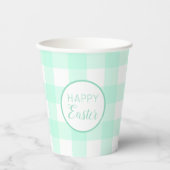 Pastel Mint Green Happy Paast Patroon Papieren Bekers (Voorkant)