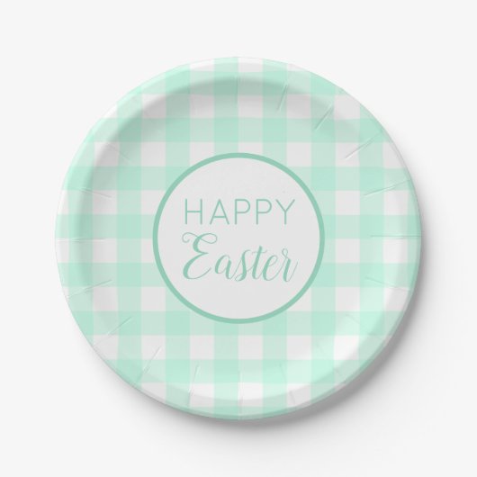 Pastel Mint Green Happy Paast Patroon Papieren Bordje (Voorkant)