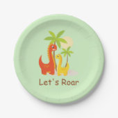 Pastel Mint Green Let's Roar Dinosaur Party Papieren Bordje (Voorkant)