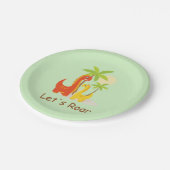 Pastel Mint Green Let's Roar Dinosaur Party Papieren Bordje (Gekanteld)