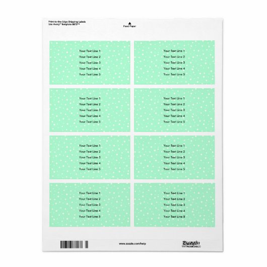 Pastel Mint Green met White Stippen Pattern Etiket (Full Sheet)