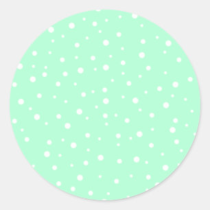 Pastel Mint Green met White Stippen Pattern Ronde Sticker