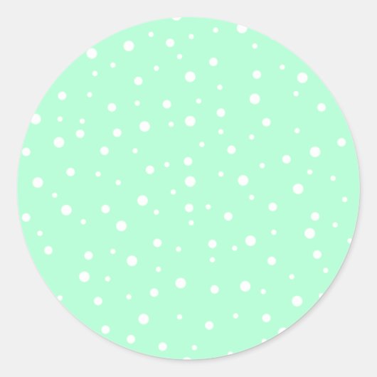 Pastel Mint Green met White Stippen Pattern Ronde Sticker (Voorkant)