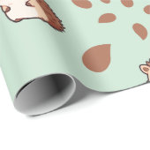 Pastel Mint Green Naadloze Hedgehog Wrapping Paper Cadeaupapier (Rol Hoek)