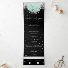 Pastel Mint Green over het zwarte-heetridhuwelijk Drieluik Uitnodiging