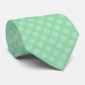 Pastel Mint Green PolkaDot Pattern Stropdas (Opgerold)
