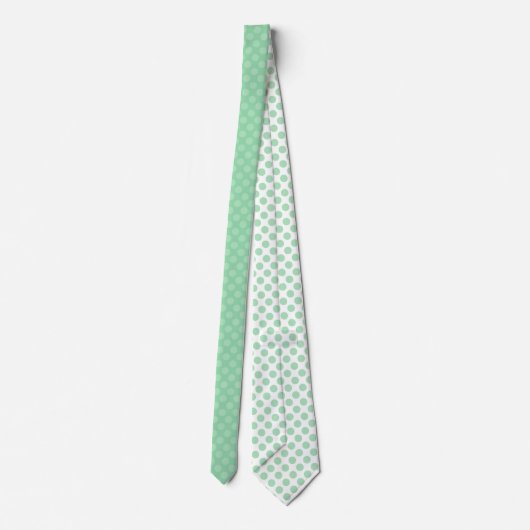 Pastel Mint Green PolkaDot Pattern Stropdas (Achterkant)
