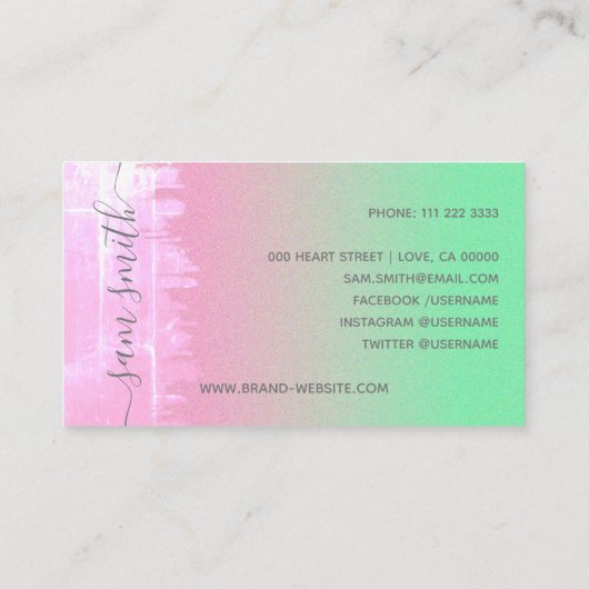 Pastel Mint Green Roze Blush nagels Fotosjabloon Visitekaartje (Achterkant)