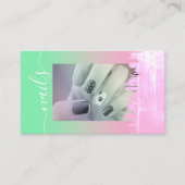 Pastel Mint Green Roze Blush nagels Fotosjabloon Visitekaartje (Voorkant)