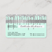 Pastel Mint Green Silver Glitter Druppelt Krediet Visitekaartje (Achterkant)