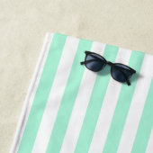 Pastel Mint Green Stripes Solid Color Summer Strandlaken (In situ)