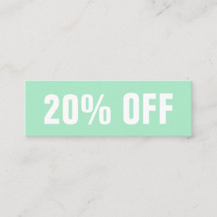 Pastel / mint groen eenvoudige trendy kortingskaar mini visitekaartje