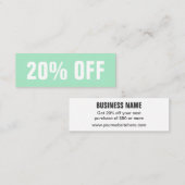 Pastel / mint groen eenvoudige trendy kortingskaar mini visitekaartje (Voorkant / Achterkant)