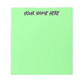 Pastel Mint Groen Gepersonaliseerd Eenvoudig Notitieblok (Voorkant)