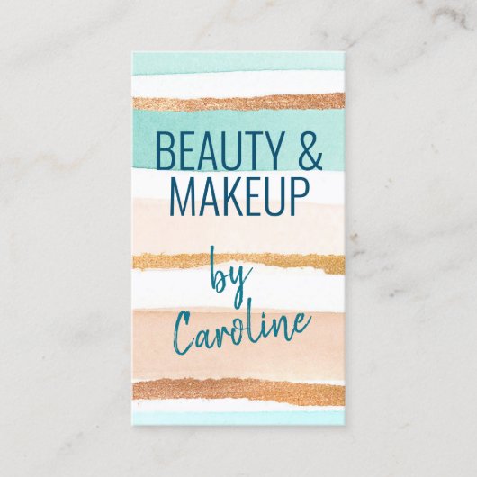 Pastel Mint Groen Goud Glitter Marmer Sparkle Art Visitekaartje (Voorkant)