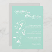 Pastel Mint Groen & Licht Grijs Wijnstok Bruiloft Kaart (Voorkant / Achterkant)
