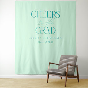 Pastel Mint Groen Modern Afstudeerder Foto Achterg Wandkleed