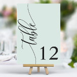 Pastel Mint Groen Moderne Kalligrafie Bruiloft Kaart<br><div class="desc">Leid uw gasten naar hun stoelen met deze chique elegante pastel mint groene trouwtafelnummers. Met een minimalistisch ontwerp met moderne kalligrafie, voegen deze tafelnummers een vleugje verfijning toe aan uw huwelijksreceptie. De zachte achtergrond en de schone, elegante typografie zorgen voor eenvoudige leesbaarheid en verbeteren tegelijkertijd uw bruiloft decor. Perfect voor...</div>