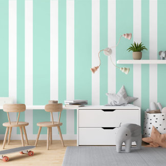 Pastel Mint Groen Wit Strepen Patroon Behang