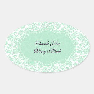 Pastel-mint-groene en witte dampen ovale sticker