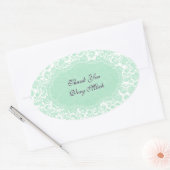 Pastel-mint-groene en witte dampen ovale sticker (Envelop)