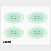 Pastel-mint-groene en witte dampen ovale sticker (Vel)